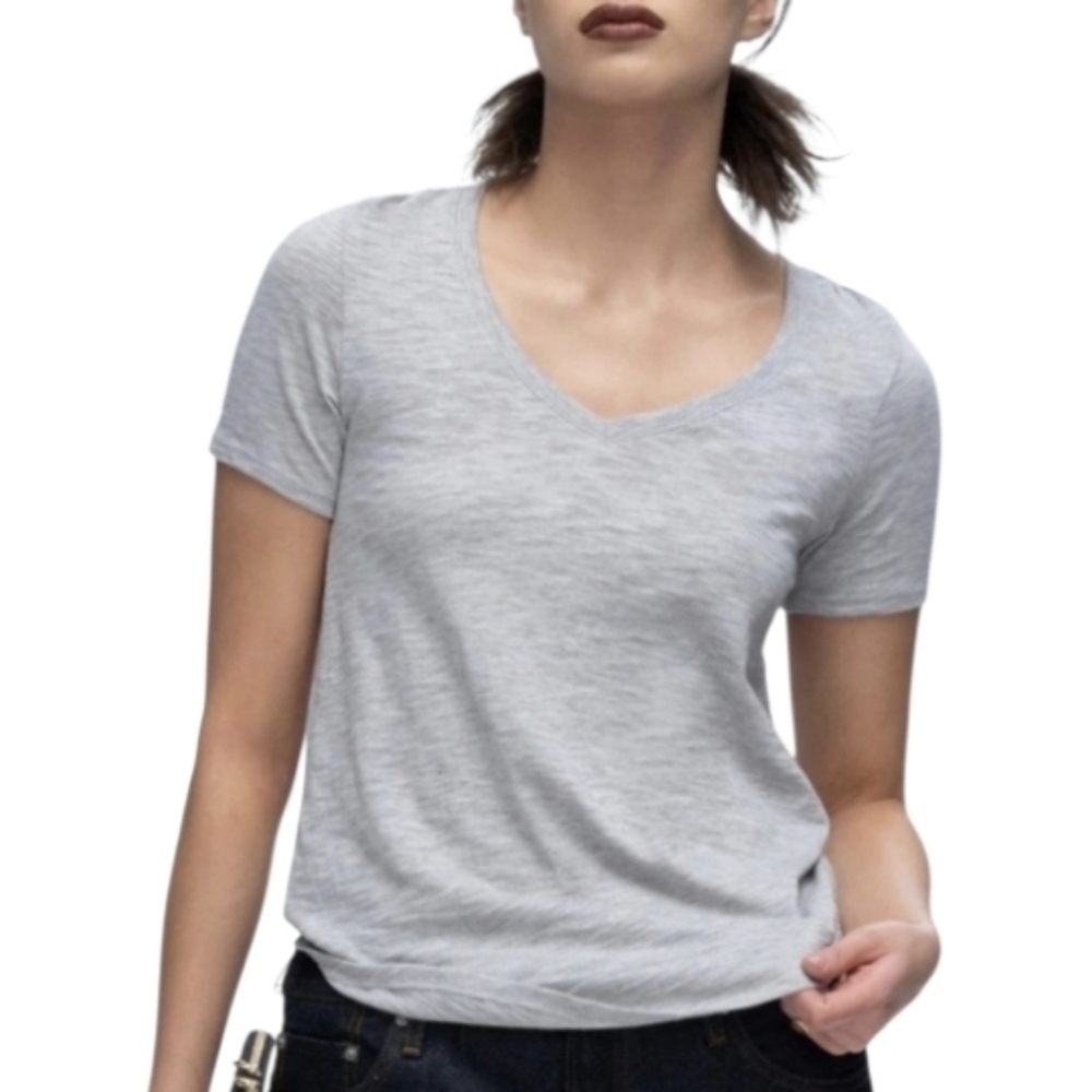 ATM Anthony Thomas Melillo Light Gray Short Sleeve Tee Pima Cotton & Polyester